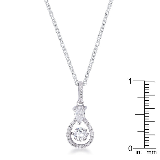 1.18Ct Dainty Rhodium Plated Micro Pave Teardrop Dancing CZ Pendant freeshipping - Higher Class Elegance