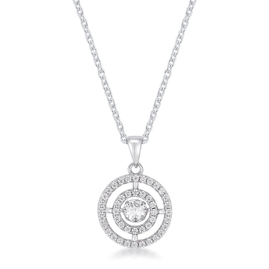 .9Ct Timeless Rhodium Plated Double Pave Circle Dancing CZ Pendant freeshipping - Higher Class Elegance