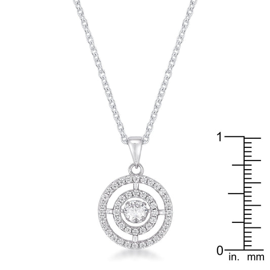 .9Ct Timeless Rhodium Plated Double Pave Circle Dancing CZ Pendant freeshipping - Higher Class Elegance