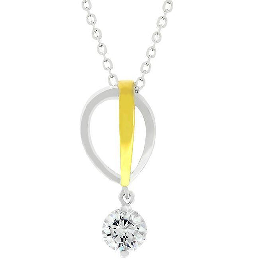 Two-tone Finish Raindrop Cubic Zirconia Pendant freeshipping - Higher Class Elegance