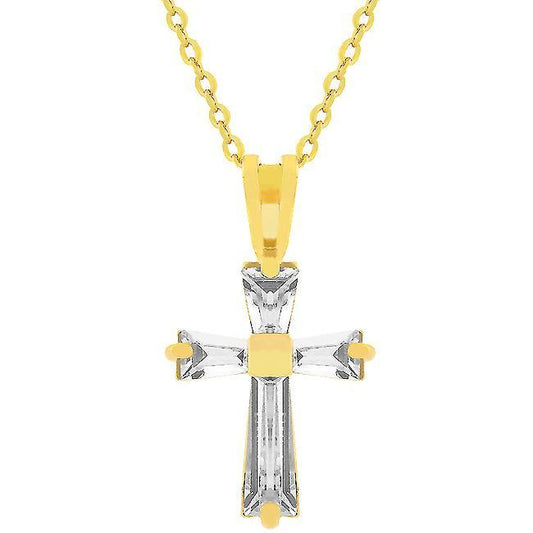 Goldtone Finish Baguette Cross freeshipping - Higher Class Elegance