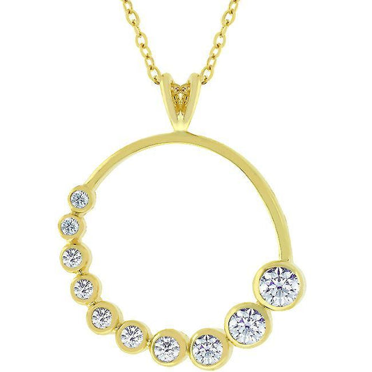 Golden Graduated Cubic Zirconia Circle Pendant freeshipping - Higher Class Elegance