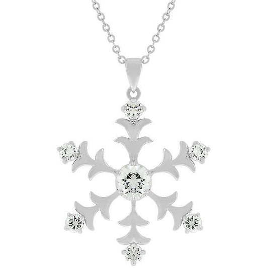 Rhodium Plated Snowflake Pendant freeshipping - Higher Class Elegance