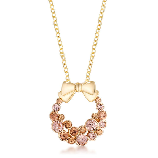 Goldtone Holiday Wreath Champagne Crystal Pendant freeshipping - Higher Class Elegance