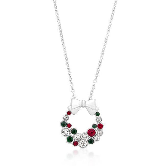 Holiday Wreath Colored Crystal Pendant freeshipping - Higher Class Elegance