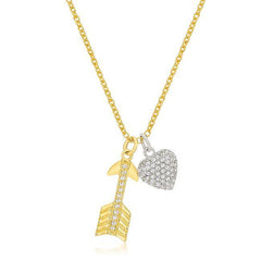 Pave Heart and Arrow Pendant freeshipping - Higher Class Elegance