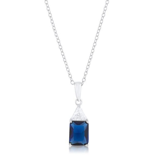 Classic Sapphire Cubic Zirconia Sterling Silver Drop Necklace freeshipping - Higher Class Elegance