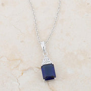 Classic Sapphire Cubic Zirconia Sterling Silver Drop Necklace freeshipping - Higher Class Elegance