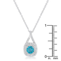 Christal 1.2ct Aqua CZ Rhodium Classic Necklace freeshipping - Higher Class Elegance