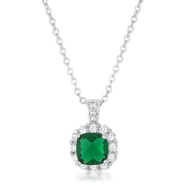 Liz 2.6ct Emerald CZ Rhodium Classic Necklace freeshipping - Higher Class Elegance