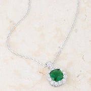 Liz 2.6ct Emerald CZ Rhodium Classic Necklace freeshipping - Higher Class Elegance