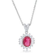 Chrisalee 3.2ct Ruby CZ Rhodium Classic Drop Necklace freeshipping - Higher Class Elegance