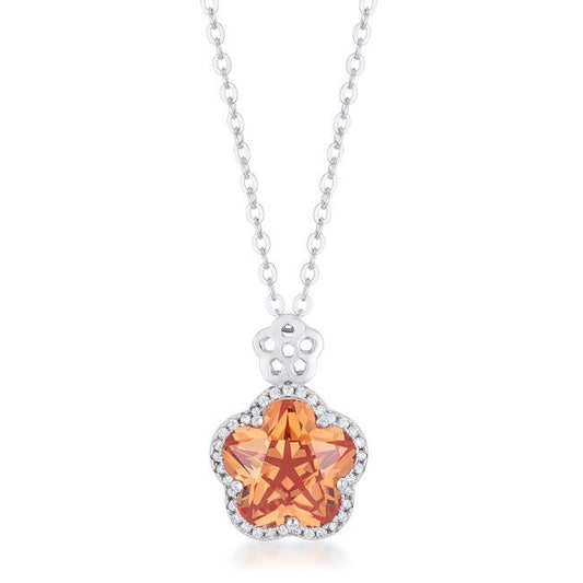 Beautiful Floral Cut Champagne CZ Pendant freeshipping - Higher Class Elegance