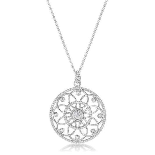 1.4 Ct Rhodium Pendant Necklace with Interlocking Circles and CZ freeshipping - Higher Class Elegance