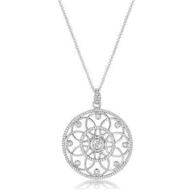 1.4 Ct Rhodium Pendant Necklace with Interlocking Circles and CZ freeshipping - Higher Class Elegance