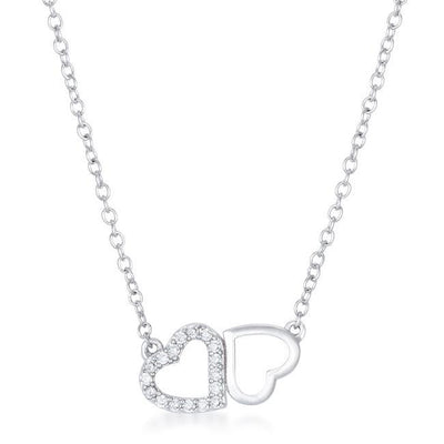 Sweet and Romantic Rhodium Melded CZ Hearts Necklace freeshipping - Higher Class Elegance