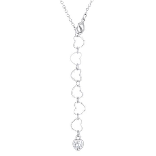 Sweet and Romantic Rhodium Melded CZ Hearts Necklace freeshipping - Higher Class Elegance