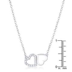 Sweet and Romantic Rhodium Melded CZ Hearts Necklace freeshipping - Higher Class Elegance