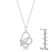 Whimsical Rhodium CZ Butterfly Pendant and Necklace freeshipping - Higher Class Elegance