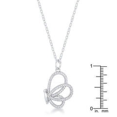 Whimsical Rhodium CZ Butterfly Pendant and Necklace freeshipping - Higher Class Elegance