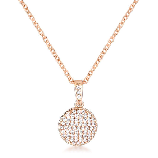 Rose Gold Plated Necklace with CZ Disk Pendant freeshipping - Higher Class Elegance