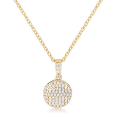 Gold Plated Necklace with CZ Disk Pendant freeshipping - Higher Class Elegance