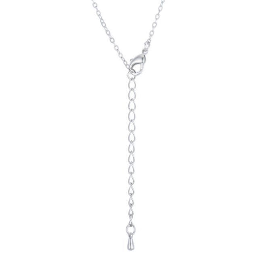 Rhodium Necklace with CZ Disk Pendant freeshipping - Higher Class Elegance
