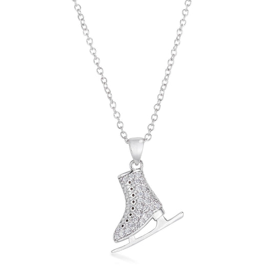 Delicate .4Ct Rhodium Plated Ice Skate Pendant freeshipping - Higher Class Elegance