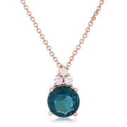 Simple Rose Gold Plated 9mm Blue Green CZ Pendant freeshipping - Higher Class Elegance