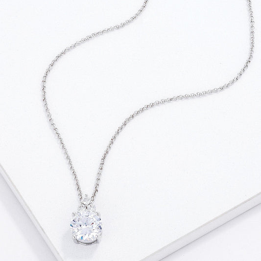 Simple Rhodium Plated 9mm Clear CZ Pendant freeshipping - Higher Class Elegance