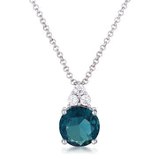 Simple Rhodium Plated 9mm Blue Green CZ Pendant freeshipping - Higher Class Elegance