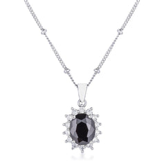 Rhodium Plated Black Petite Royal Oval Pendant freeshipping - Higher Class Elegance
