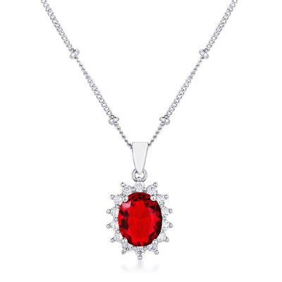Rhodium Plated Ruby Red Petite Royal Oval Pendant freeshipping - Higher Class Elegance