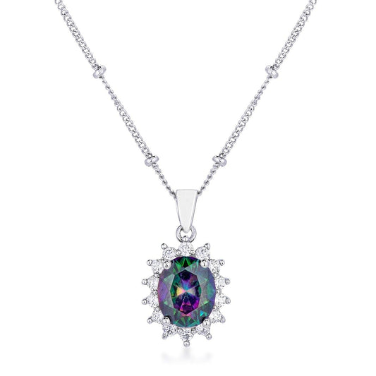 Rhodium Plated Mystic Petite Royal Oval Pendant freeshipping - Higher Class Elegance