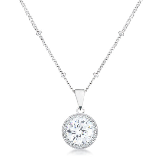 3Ct Rhodium Clear CZ Round Halo Satellite Pendant freeshipping - Higher Class Elegance