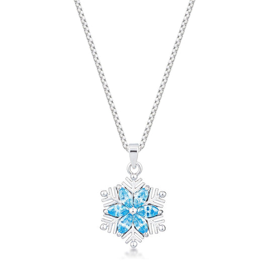 Rhodium Plated Brilliant Marquise Aqua Blue Snowflake Pendant freeshipping - Higher Class Elegance