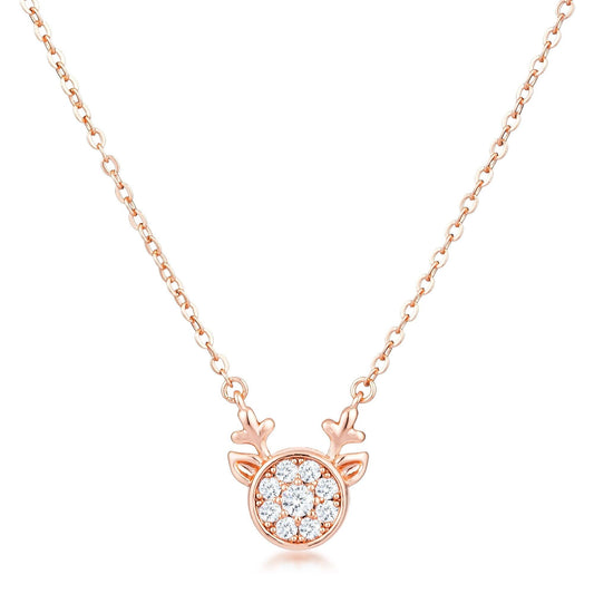 Rose Gold Plated Reversible Sapphire Blue CZ Reindeer Pendant freeshipping - Higher Class Elegance