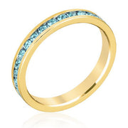 Stylish Stackables Aqua Crystal Gold Ring freeshipping - Higher Class Elegance