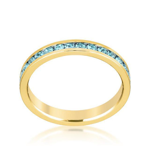 Stylish Stackables Aqua Crystal Gold Ring freeshipping - Higher Class Elegance