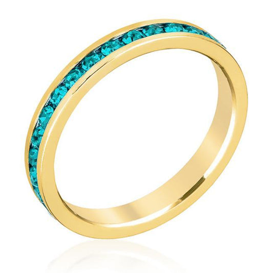 Stylish Stackables Turquoise Crystal Gold Ring freeshipping - Higher Class Elegance
