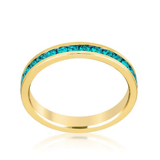 Stylish Stackables Turquoise Crystal Gold Ring freeshipping - Higher Class Elegance