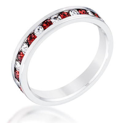 Clear and Red Alternating Crystal Eternity Ring