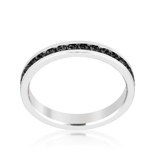 Stylish Stackables with Jet Black Crystal Ring freeshipping - Higher Class Elegance