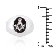 Rhodium Plated Onyx Cubic Zirconia Masonic Ring freeshipping - Higher Class Elegance