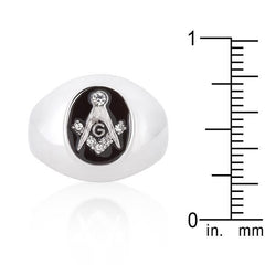 Rhodium Plated Onyx Cubic Zirconia Masonic Ring freeshipping - Higher Class Elegance