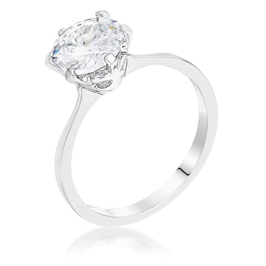 2Ct Rhodium Round Cut Scallop Solitaire Engagement Ring freeshipping - Higher Class Elegance