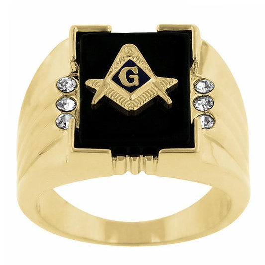 Onyx Masonic Mens Ring freeshipping - Higher Class Elegance