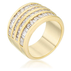 4 Row Gold Cubic Zirconia Cocktail Ring freeshipping - Higher Class Elegance