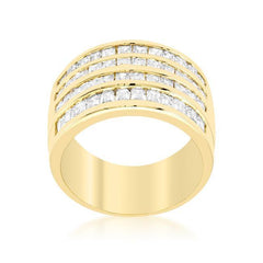 4 Row Gold Cubic Zirconia Cocktail Ring freeshipping - Higher Class Elegance