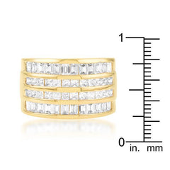 4 Row Gold Cubic Zirconia Cocktail Ring freeshipping - Higher Class Elegance